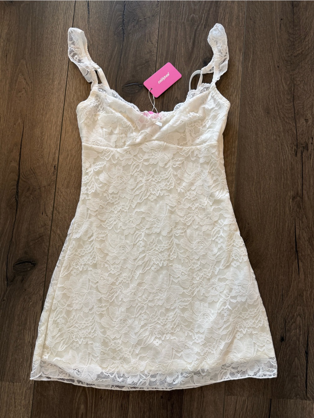 NWT Edikted Ivory White Lace Mini Dress Corset Bodycon Party Dress Size Small